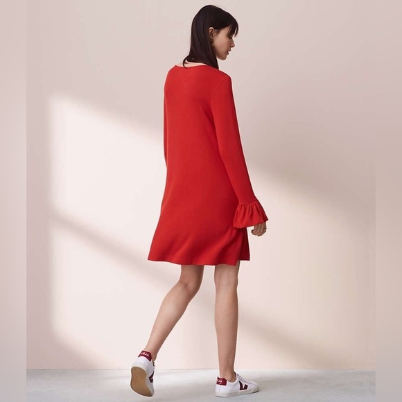 "LOU & GREY" BRICK LONG BELL SLEEVE SHIFT SWING TRAPEZE LOUNGE DRESS SIZE: M - Picture 2 of 9